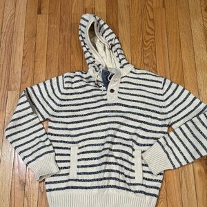 Striped Navy and Cream Men's Hoodie